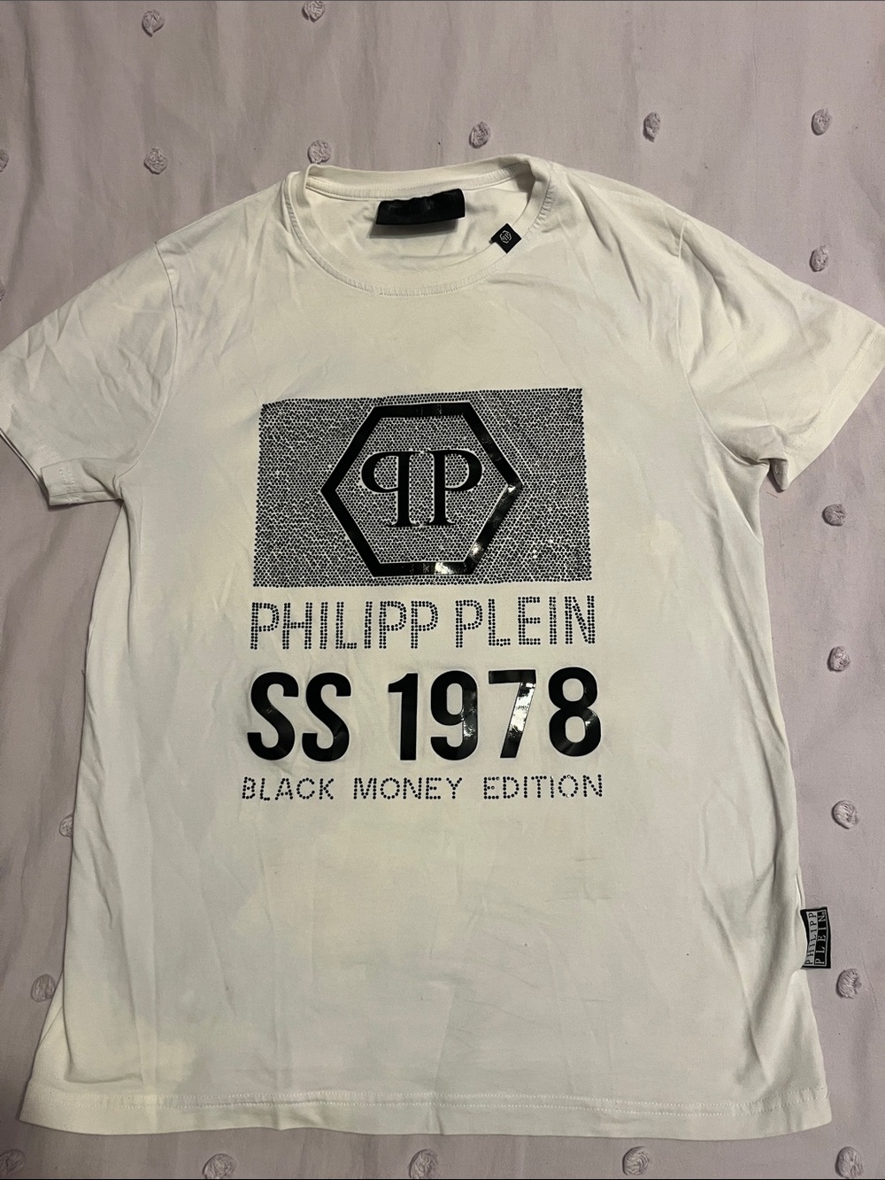 Philipp Plein White Graphic Logo SS 1978 Tee Size Mens M